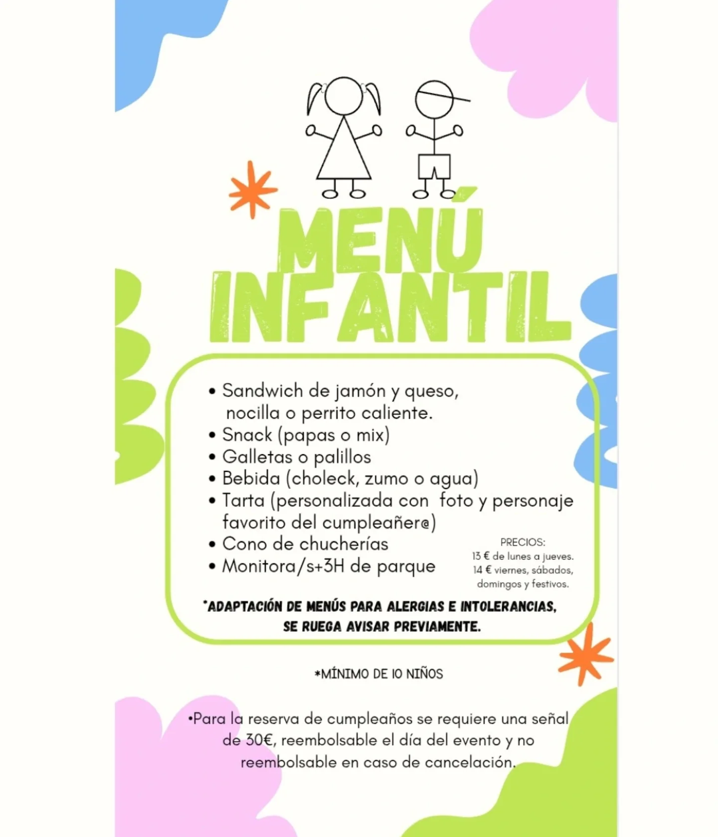 Menú infantil de Coffepark Alcoy
